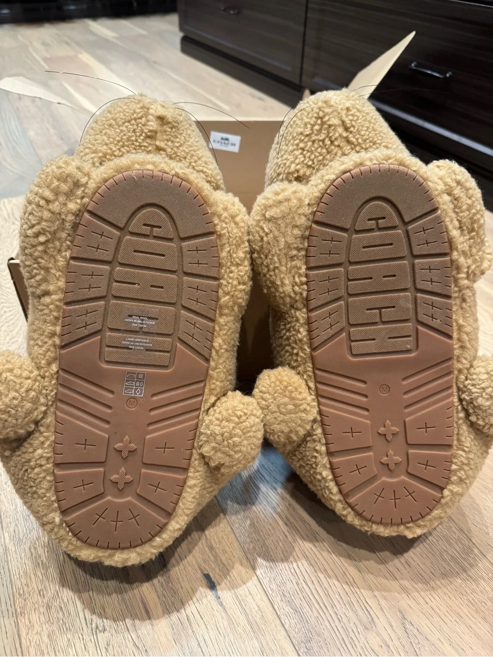 Coach Caramel Plush Bunny Slippers